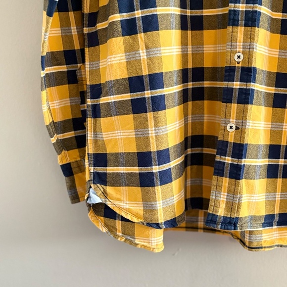 Tommy Hilfiger Yellow & Navy Blue Plaid Button Down Shirt Cotton Blend - Picture 7 of 16